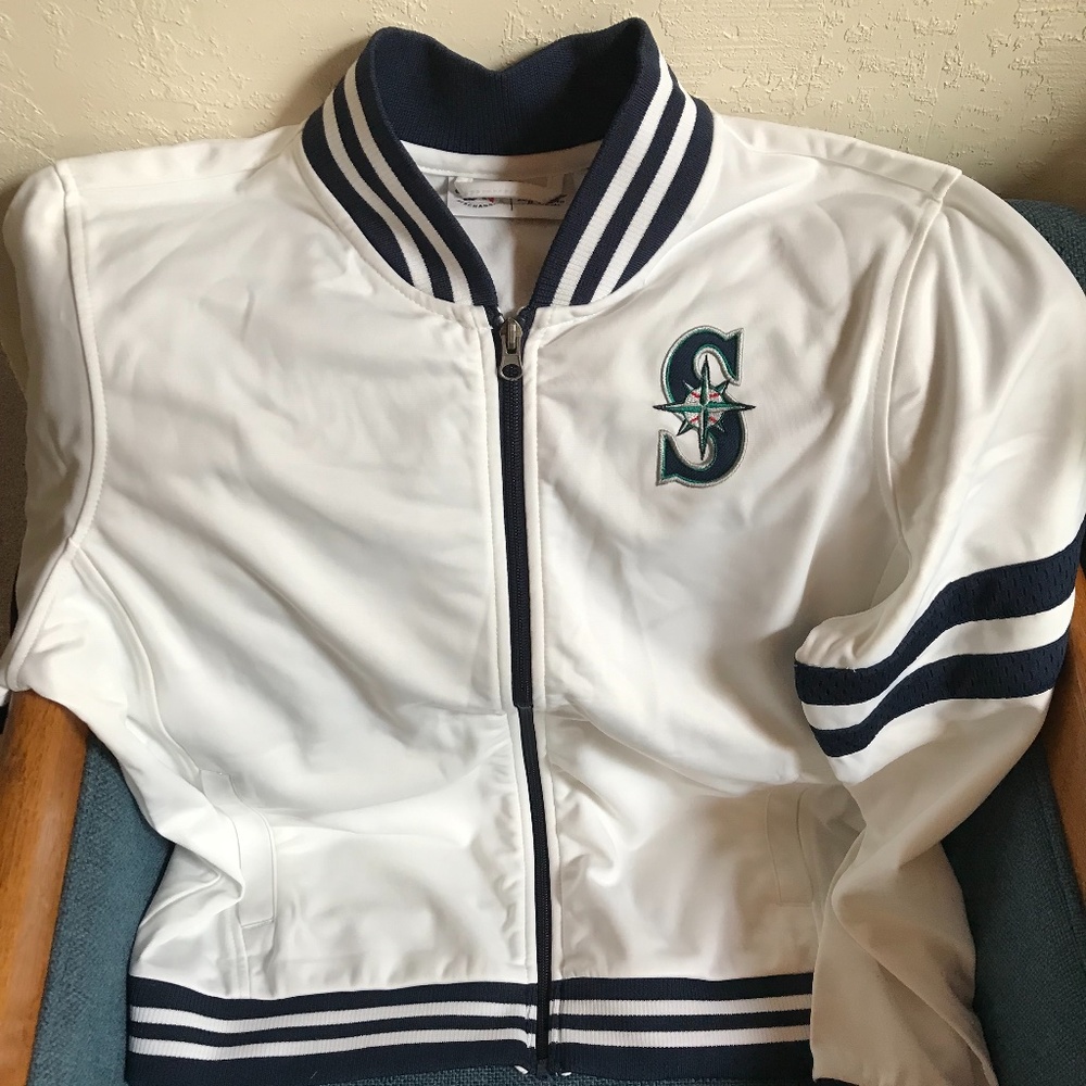 NWT Women's G-III 4Her by Carl Banks White Seattle Mariners Pre-Game Track Jacke